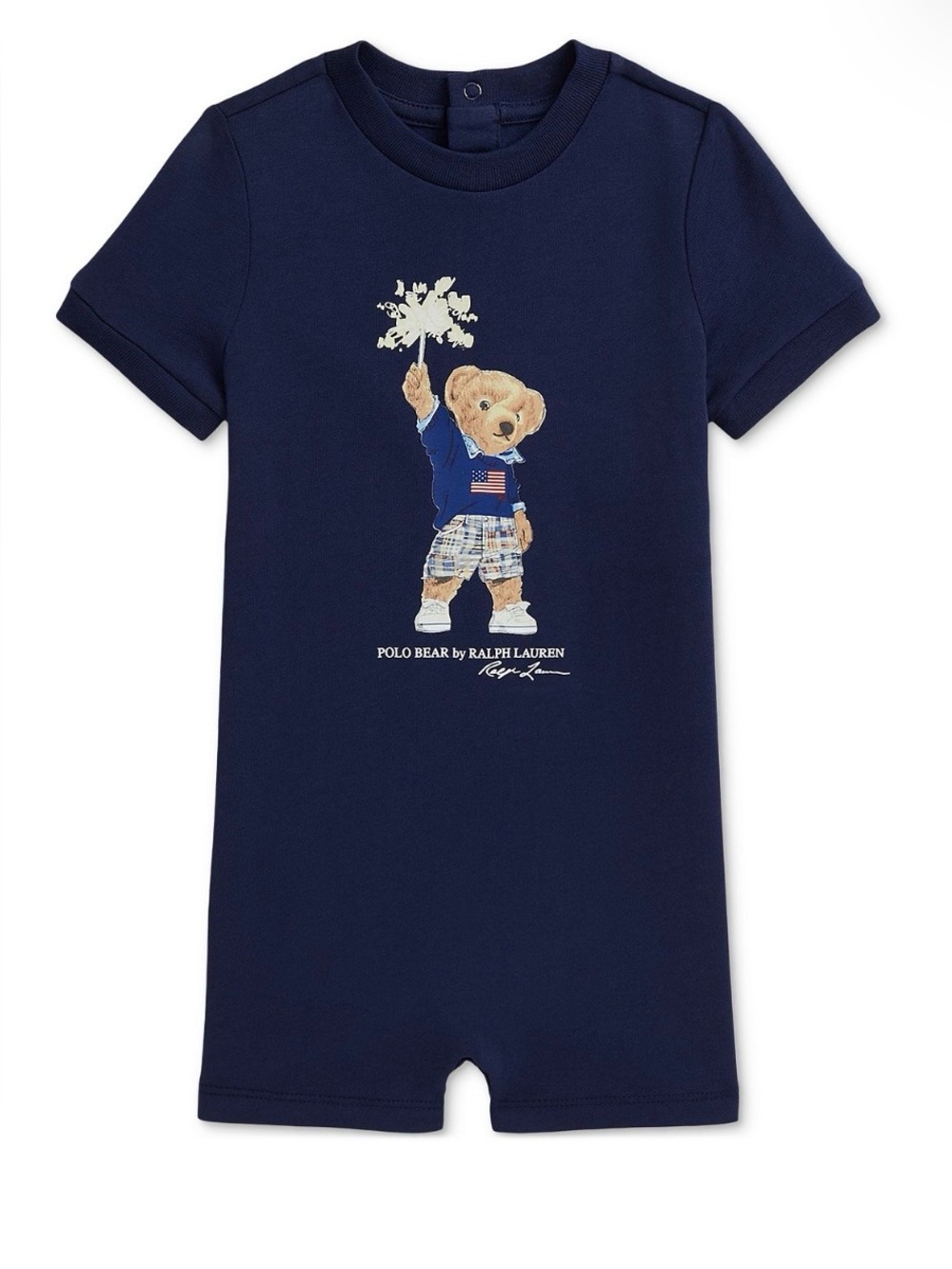 Ralph Lauren Navy Polo Bear Sparkler Romper 9M